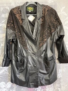 Vintage black copper Leather Blazer Jacket